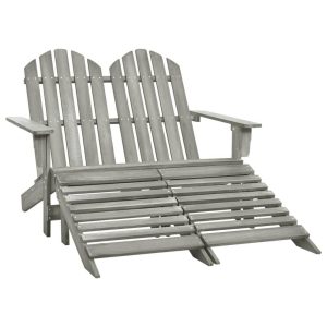 2-istuttava Adirondack-puutarhatuoli/rahi täysi kuusi harmaa -