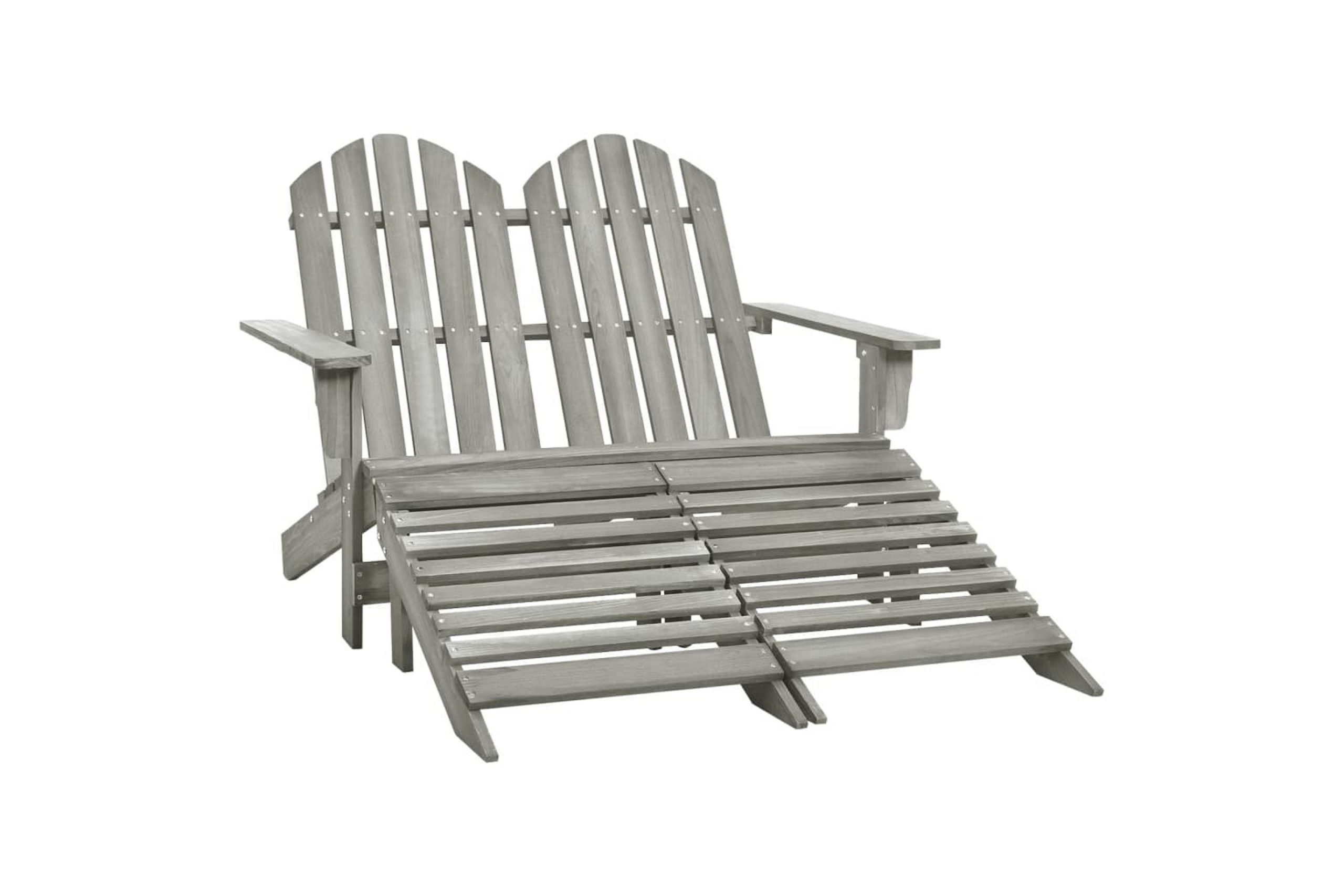 2-istuttava Adirondack-puutarhatuoli/rahi täysi kuusi harmaa -