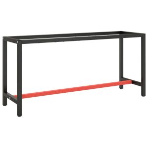 Työpenkin runko mattamusta ja -punainen 170x50x79 cm metalli - Musta