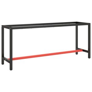 Työpenkin runko mattamusta ja -punainen 190x50x79 cm metalli - Musta