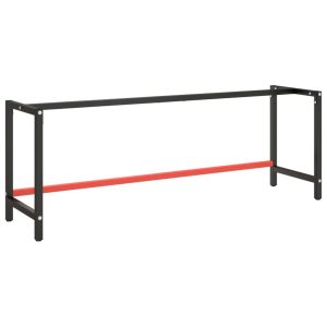 Työpenkin runko mattamusta ja -punainen 220x57x79 cm metalli - Musta