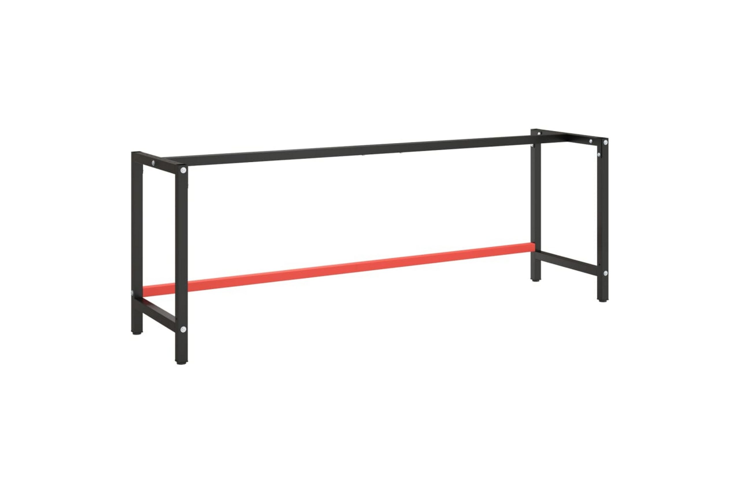 Työpenkin runko mattamusta ja -punainen 220x57x79 cm metalli - Musta