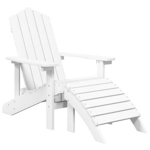 Adirondack puutarhatuoli jalkajakkaralla HDPE valkoinen - Valkoinen