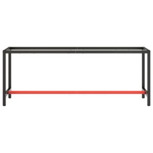 Työpenkin runko mattamusta ja -punainen 210x50x79 cm metalli - Musta