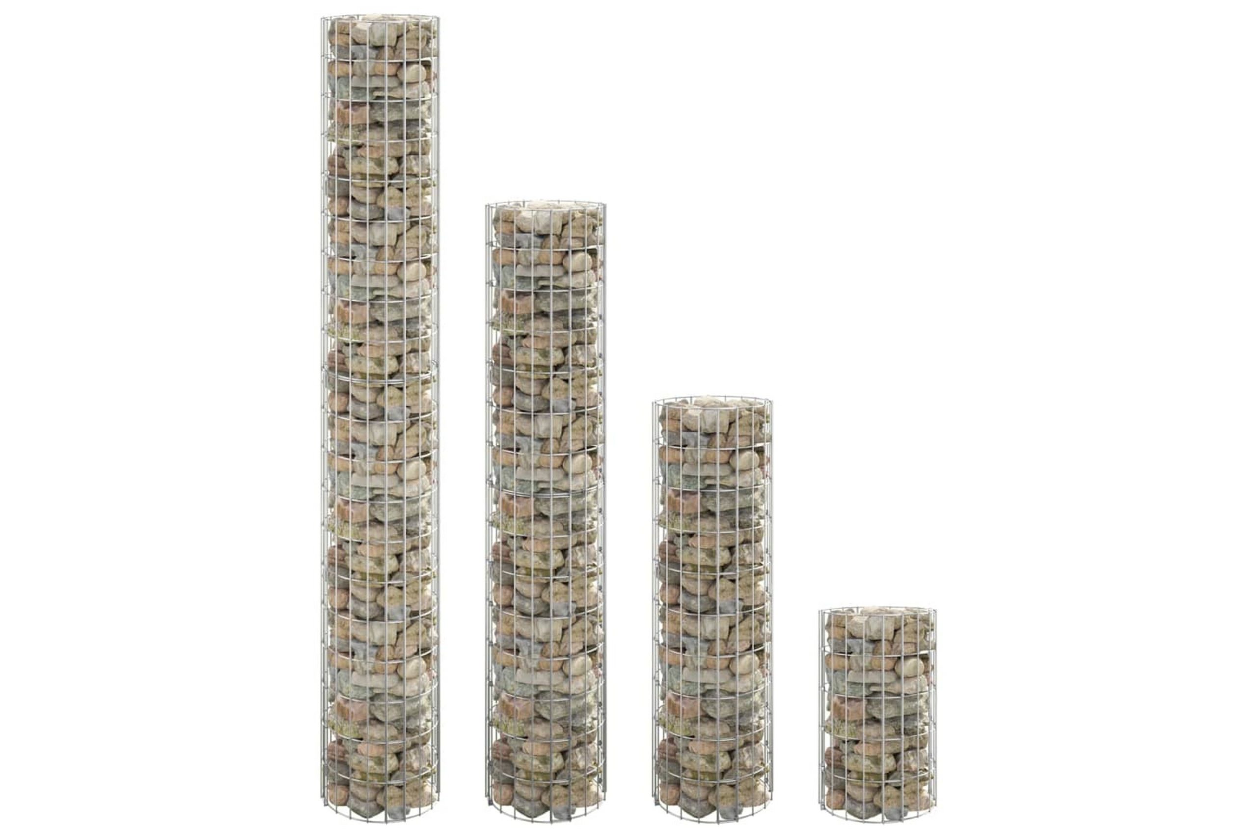 Pyöreät korotetut kivikorit 4 kpl Ã˜30x50/100/150/200 cm - Hopea