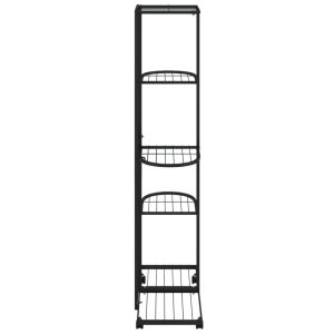 5-kerroksinen Kukkateline pyörillä 44x23x100 cm musta rauta - Musta