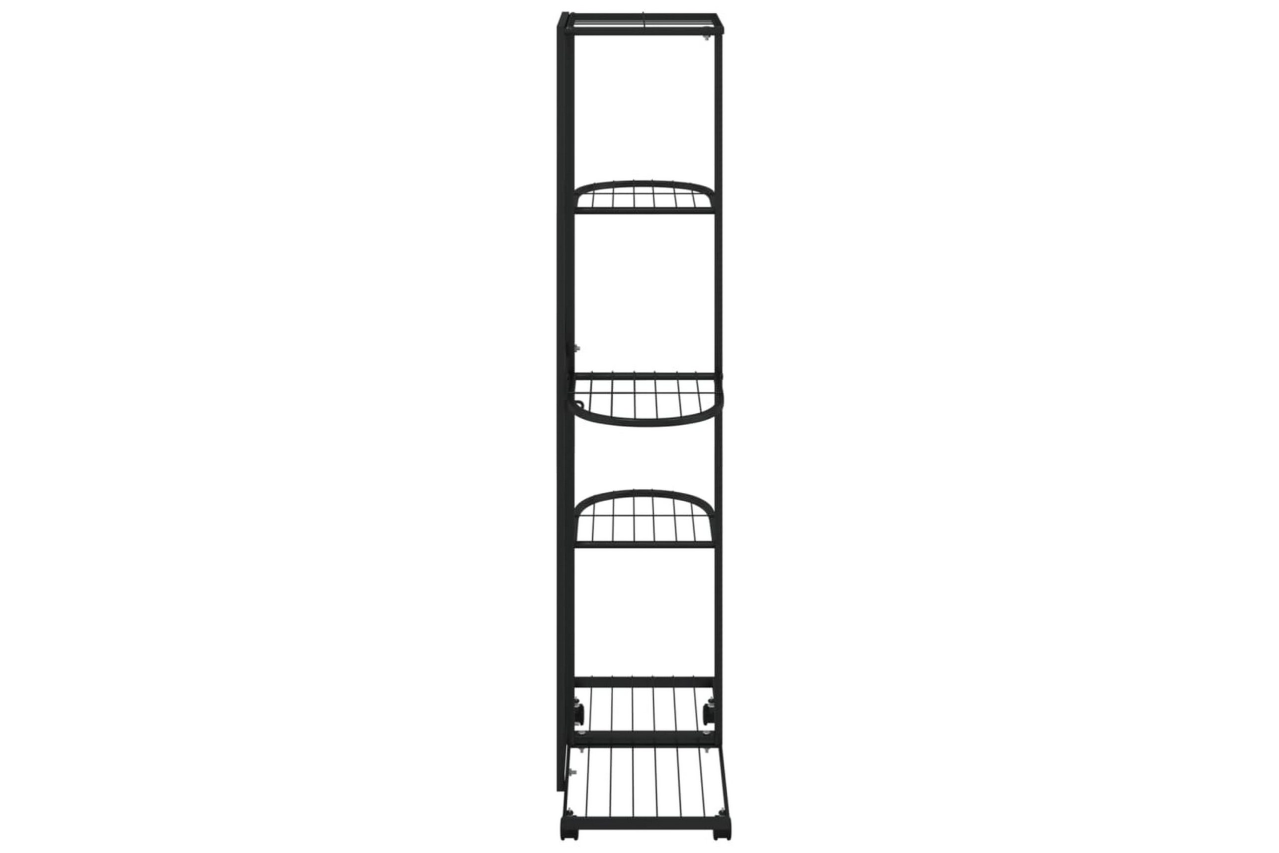 5-kerroksinen Kukkateline pyörillä 44x23x100 cm musta rauta - Musta