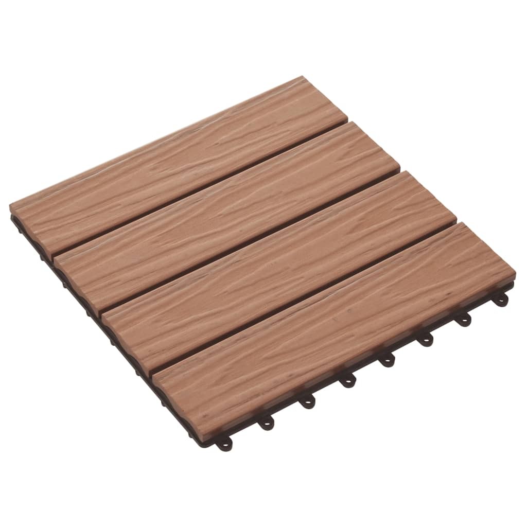 Lattialaatat 11 kpl WPC 30x30 cm 1m² vaaleanruskea - Ruskea