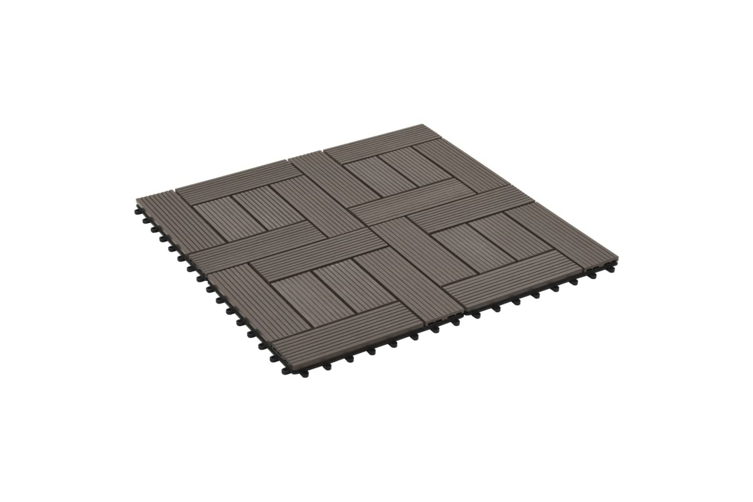 Lattialaatat 11 kpl WPC 30x30 cm 1m² tummanruskea - Ruskea