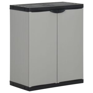 beBasic Puutarhan roskiskaappi harmaa ja musta 68x40x85 cm PP - Harmaa