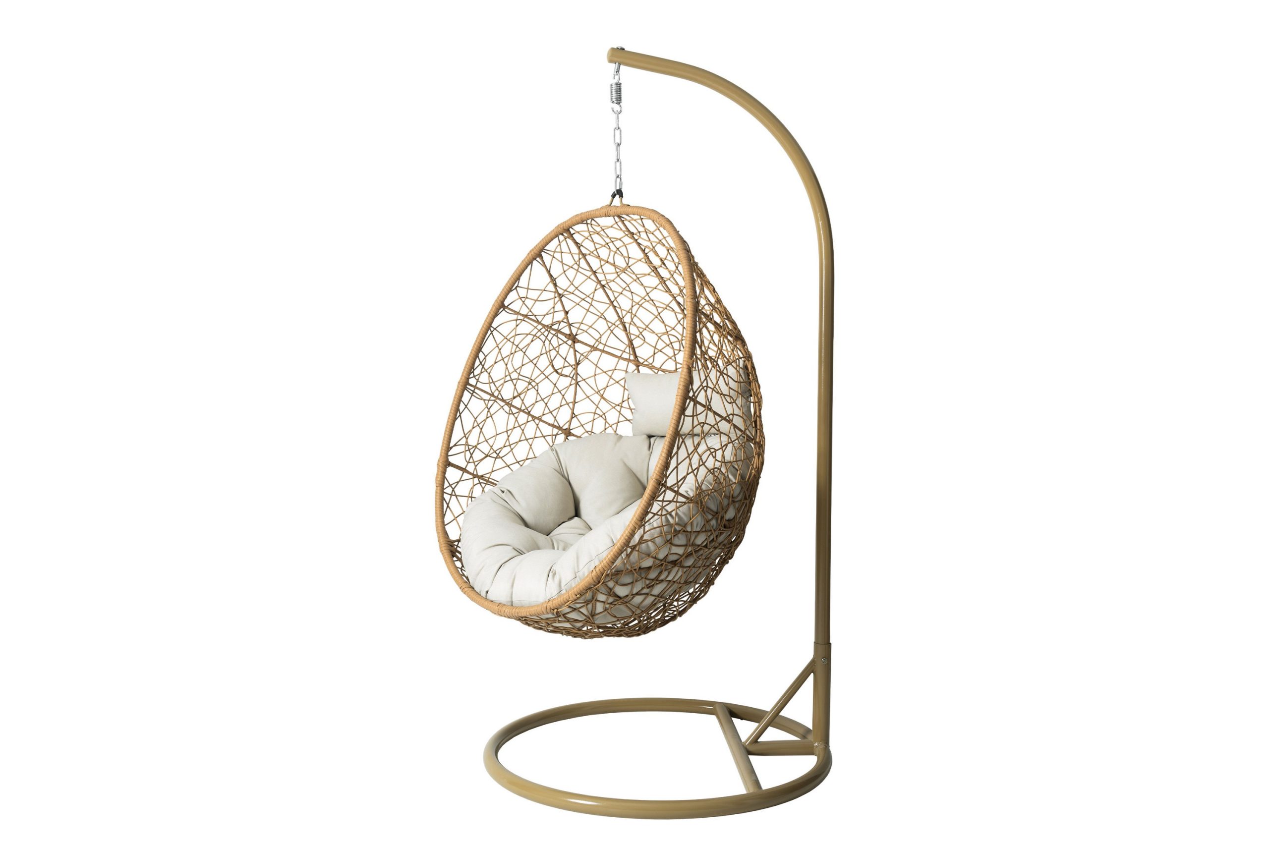Fogo Riippukeinu Ulkokäyttöön – Riipputuoli – Keinu jalustalla parvekkeelle terassille 95 cm - Ruskea/Beige