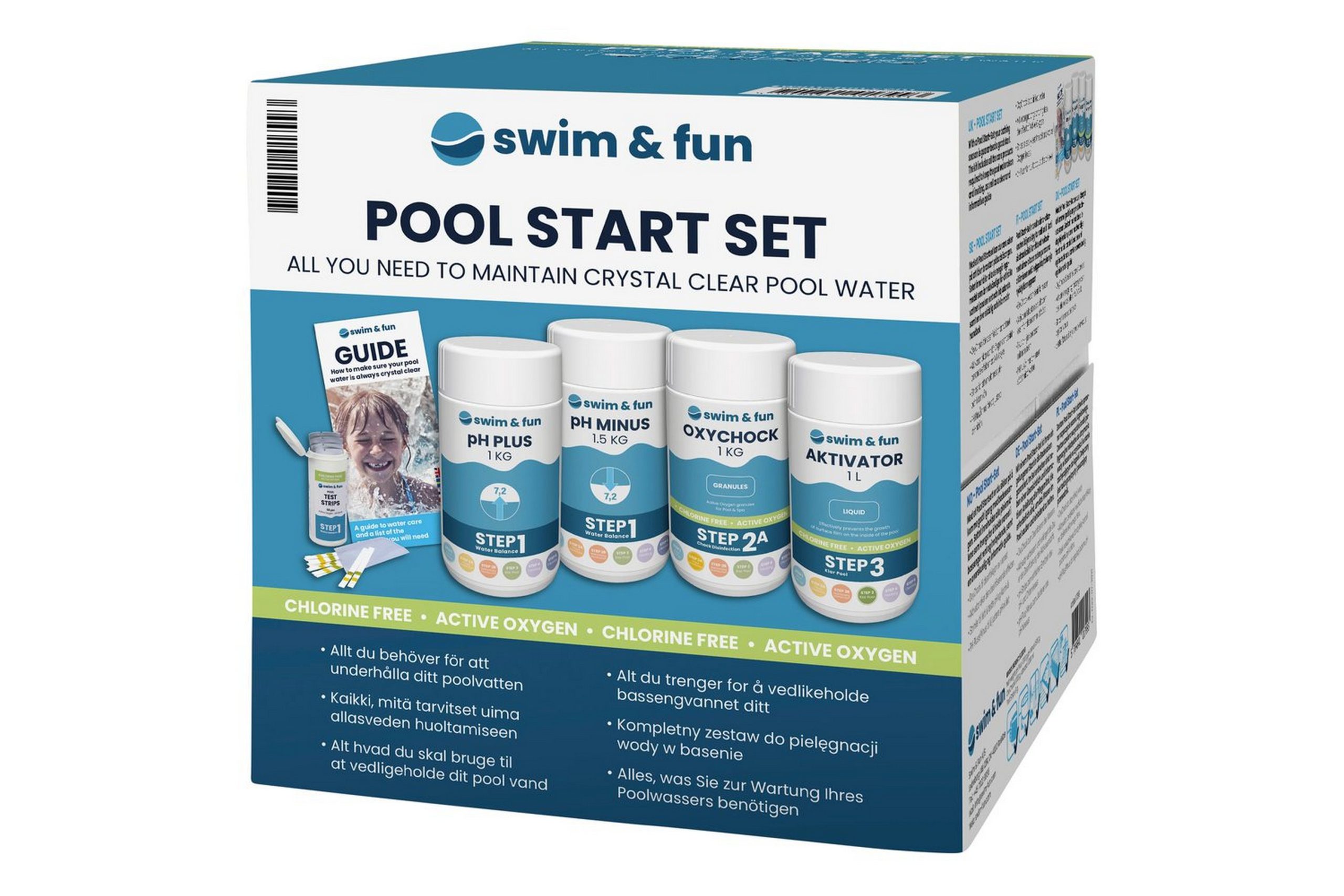 Nopeasti liukeneva kloori Swim & Fun Allas Starttipakkaus Kloriiniton -
