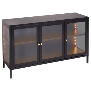 Vitriinikaappi LED-valolla Newport Musta - Musta