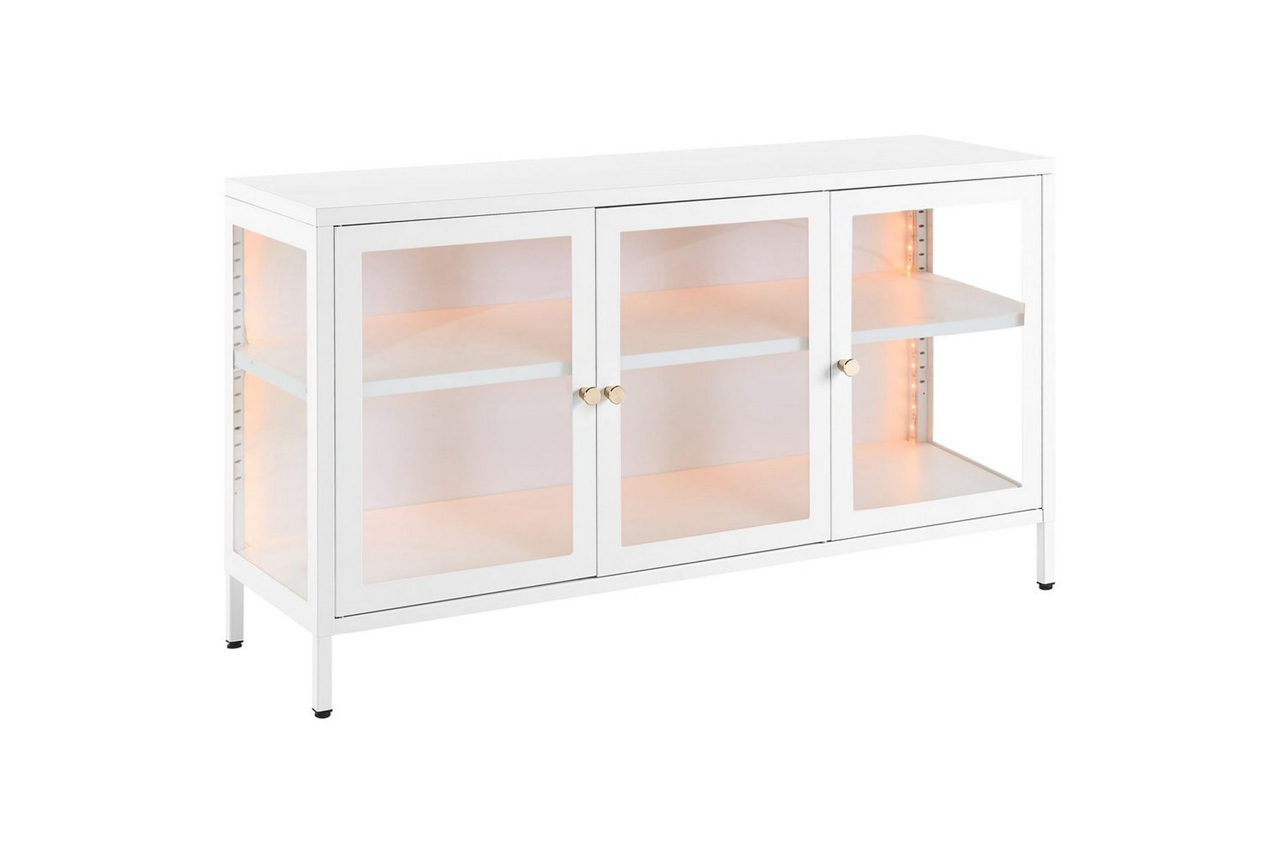 Vitriinikaappi LED-valolla Newport Valkoinen - Valkoinen