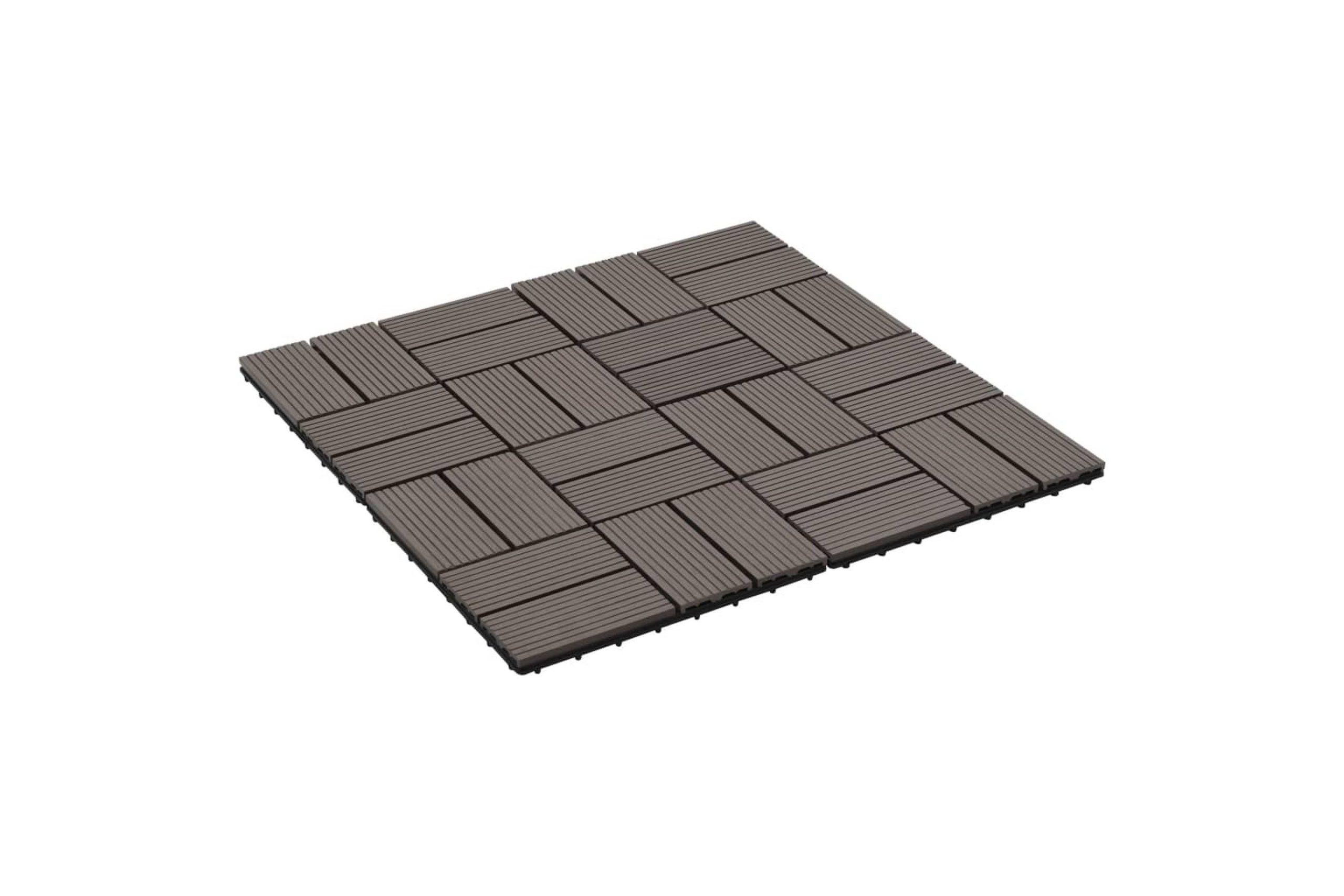 Lattialaatat 11 kpl WPC 30x30 cm 1m² tummanruskea - Ruskea