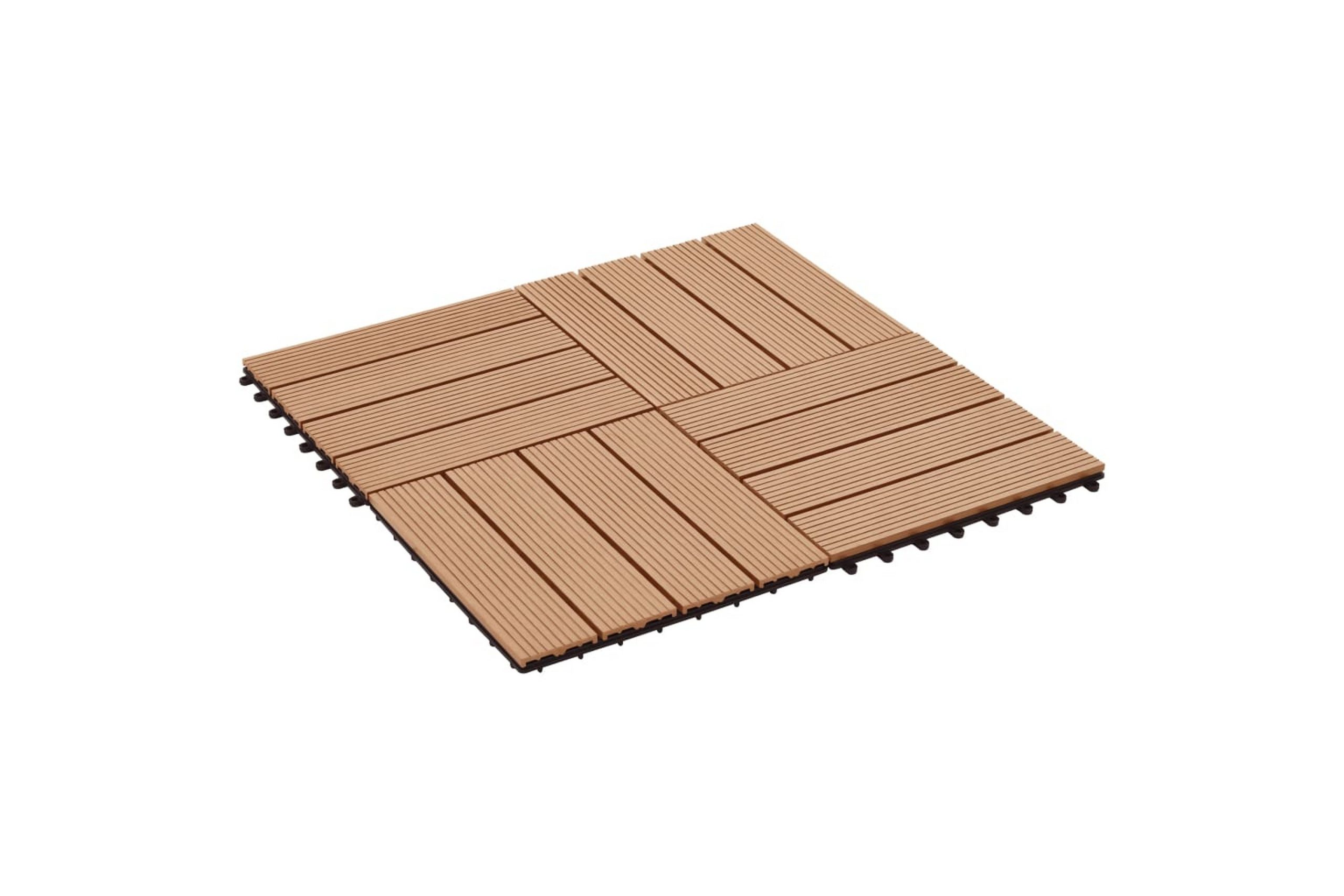 Lattialaatat 11 kpl WPC 30x30 cm 1m² tiikin värinen - Ruskea