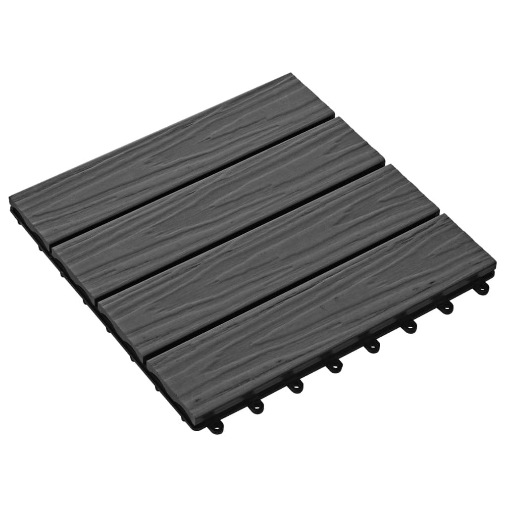 Lattialaatat 11 kpl puumuovikomposiitti 30x30 cm 1m² musta - Musta