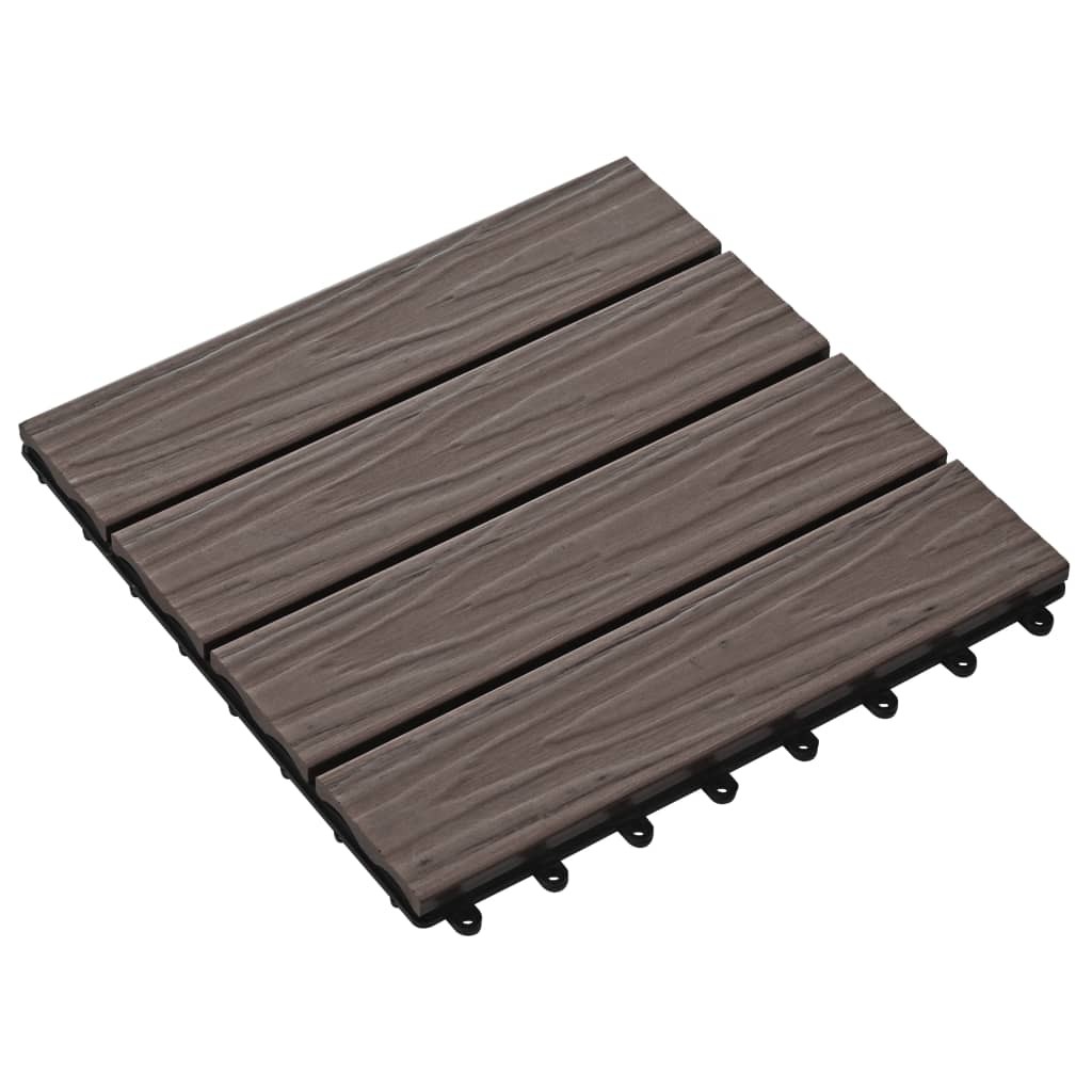 Lattialaatat 11 kpl WPC 30x30 cm 1m² tummanruskea - Ruskea