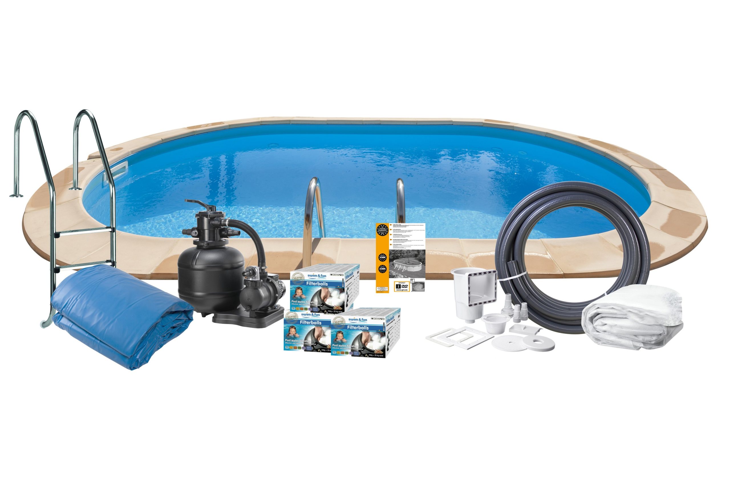 Allas Teräs Swim & Fun Maan alle upotettu soikea 800 x 400 x 150 cm - 800 x 400 x 150 cm