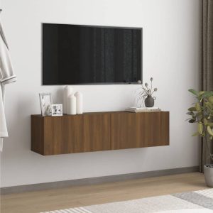 TV-seinäkaappi ruskea tammi 120x30x30 cm tekninen puu - Ruskea