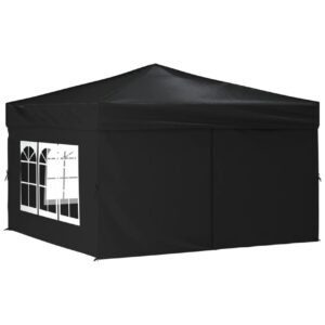 Kokoontaittuva juhlateltta sivuseinillä musta 3x3 m - Musta