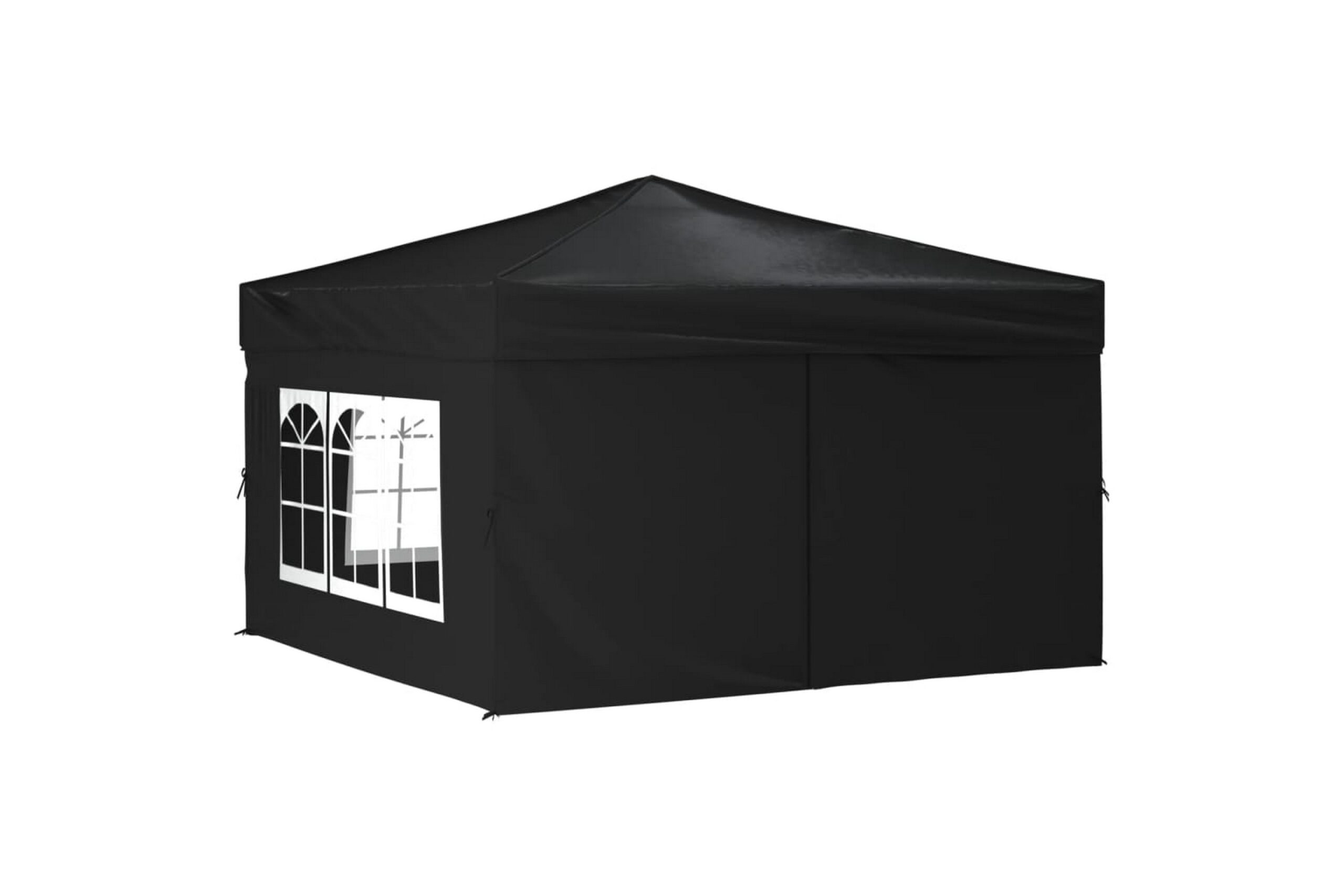 Kokoontaittuva juhlateltta sivuseinillä musta 3x3 m - Musta