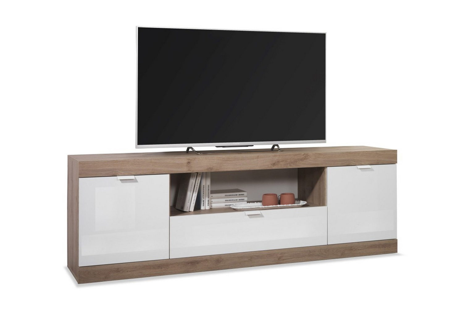 TV-taso Nickero 180 cm - Valkoinen/Ruskea