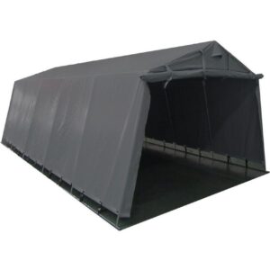 Autotalli teltta 13,7m² - 200g/m² PE Harmaa - Lyfco