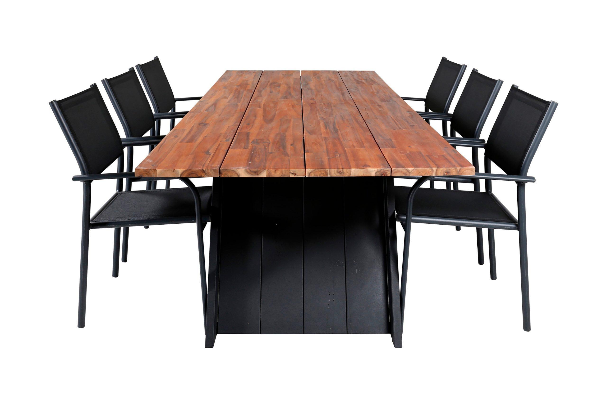 Ruokailuryhmä Doory 250 cm 6 Santorini tuolia Musta/Ruskea - Venture Home