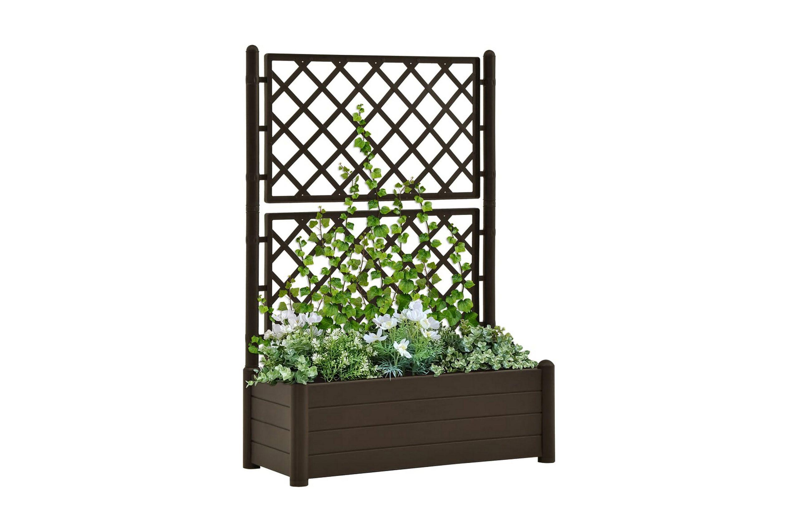 Kukkalaatikko säleiköllä 100x43x142 cm PP mokka - Ruskea