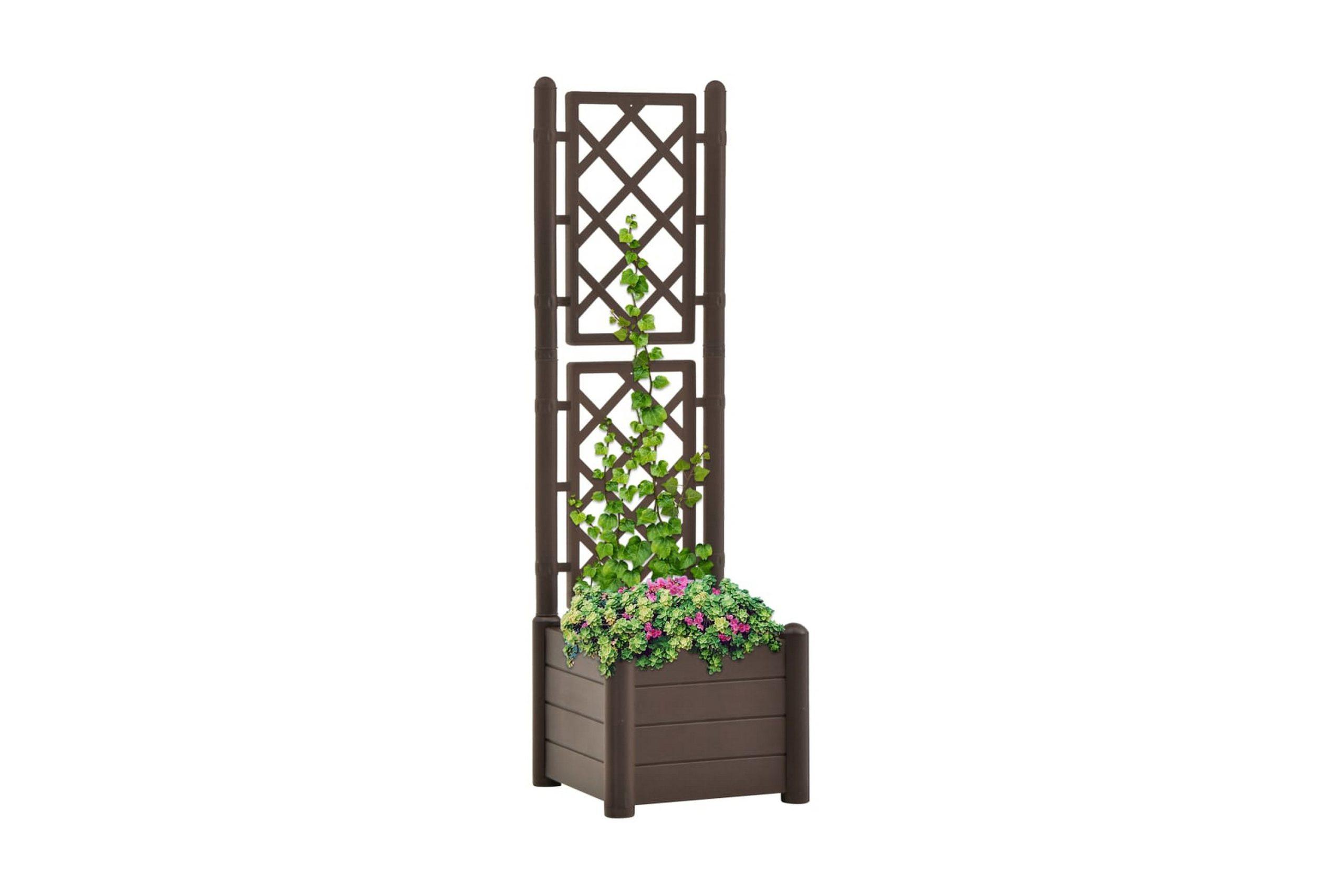Kukkalaatikko säleiköllä 43x43x142 cm PP mokka - Ruskea
