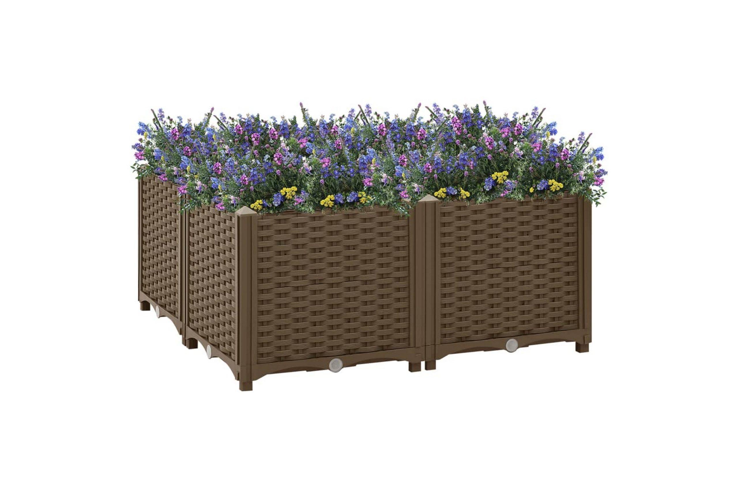 Korotettu kukkalaatikko 80x80x38 cm polypropeeni - Ruskea