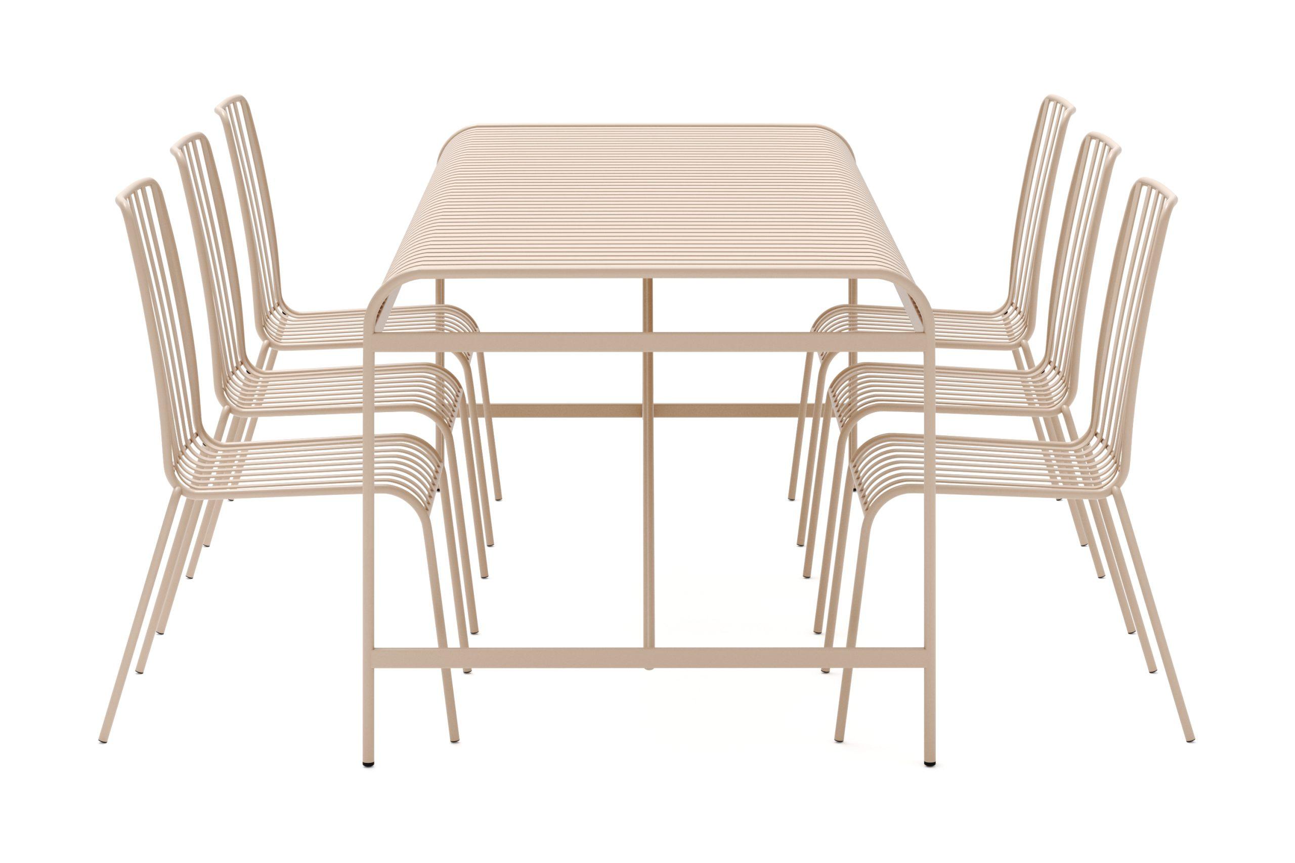Jarva Ruokailuryhmä 200 cm ja 6 Jarva Ruokatuolia - Beige