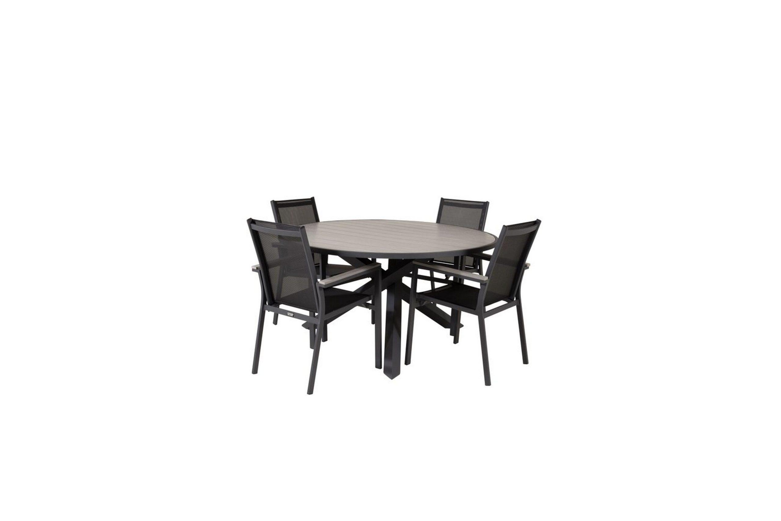 Ruokaryhmä Parma Pyöreä 140 cm Musta / Harmaa Parma Tuoleilla 4 kpl - 4 kpl