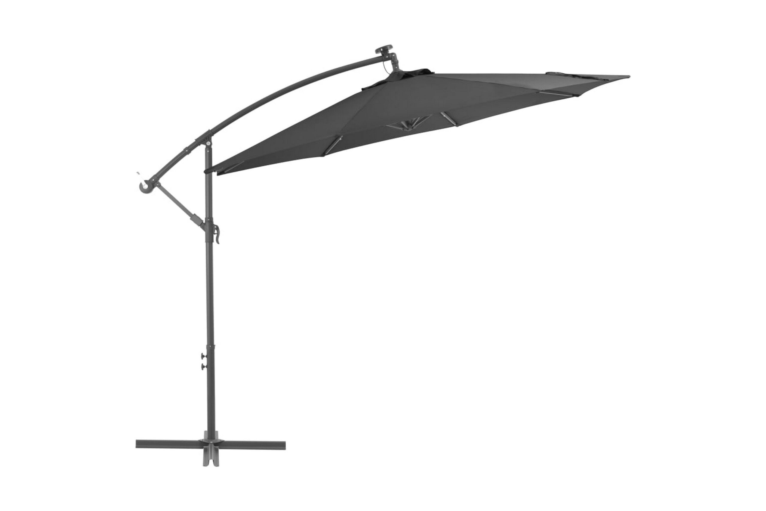 Aurinkovarjo LED-valoilla & teräspylväällä 300cm antrasiitti - Antrasiitti