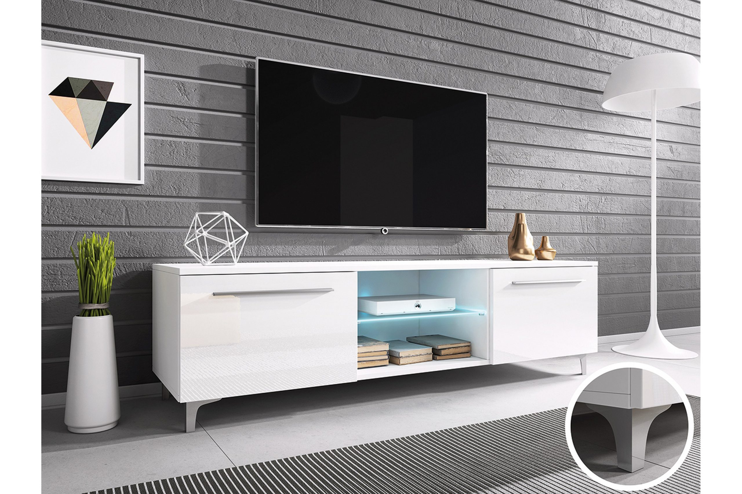 TV-taso Bolte 150 cm - Valkoinen