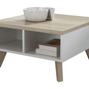 TV-taso Dudley 60 cm - Valkoinen/tammi