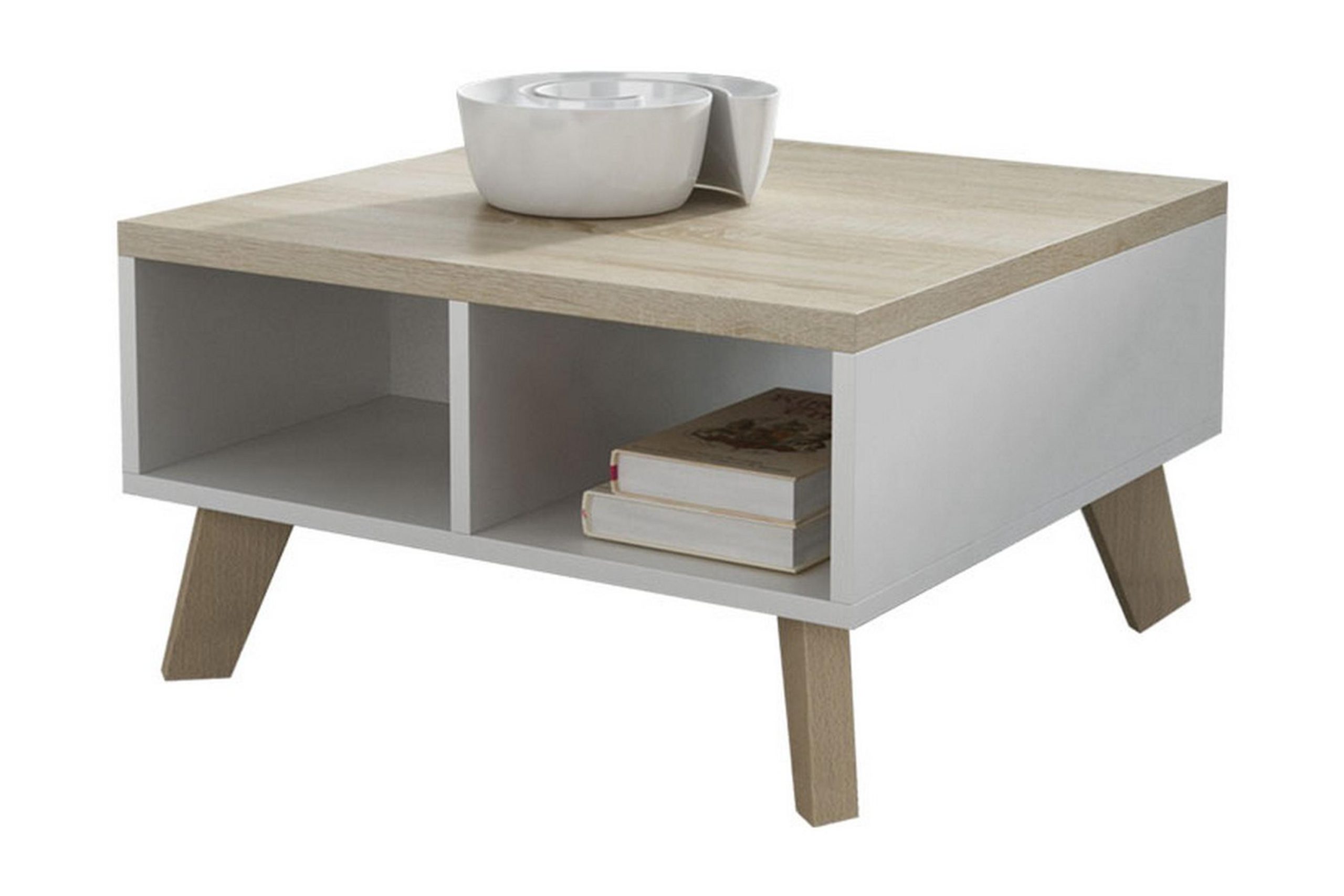 TV-taso Dudley 60 cm - Valkoinen/tammi