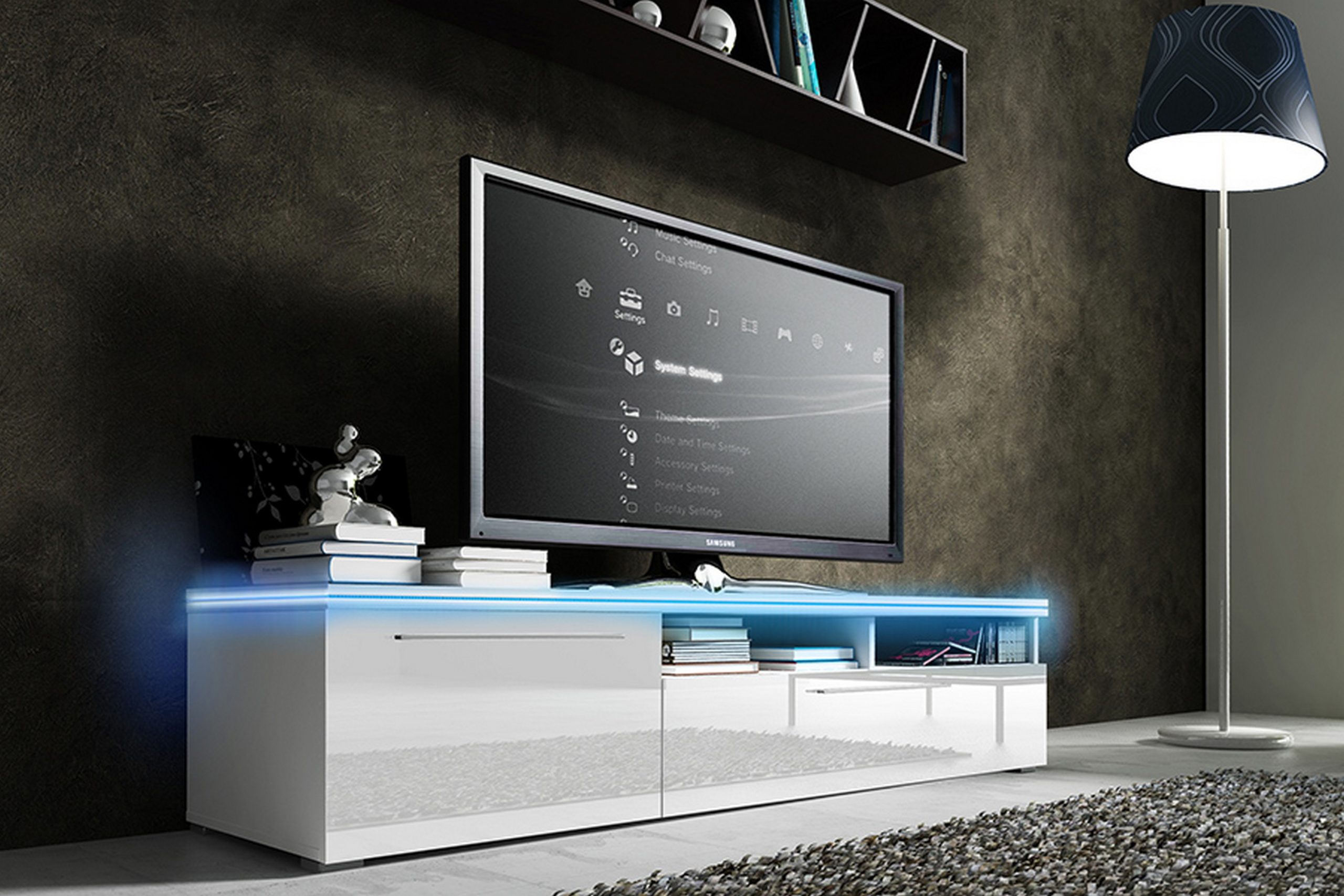 TV-taso Salathiel 150 cm - Valkoinen