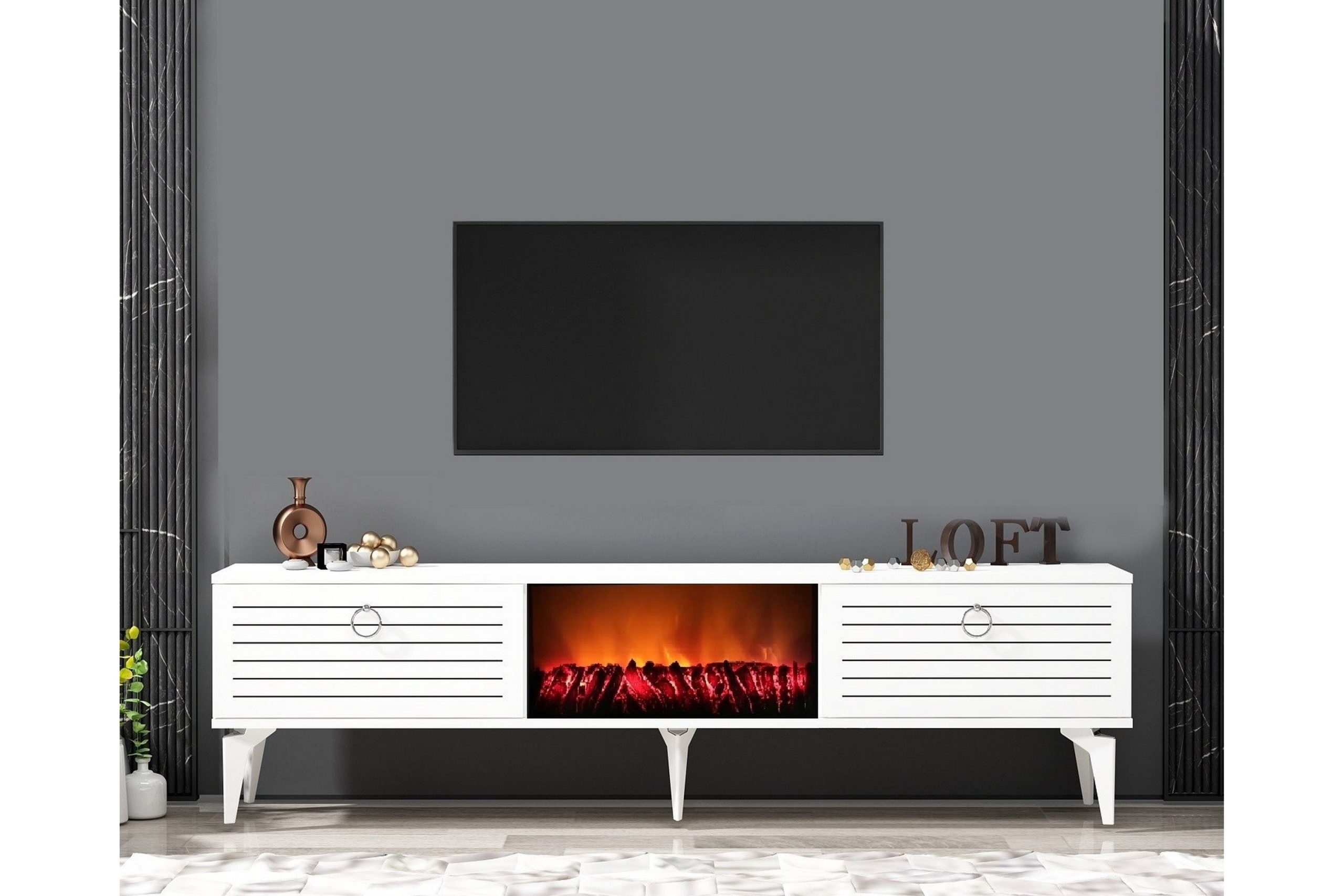 Tv-taso Mula 150 cm - Valkoinen