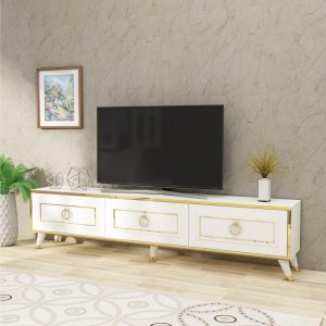 Tv-taso Rame 180 cm - Kulta/Valkoinen