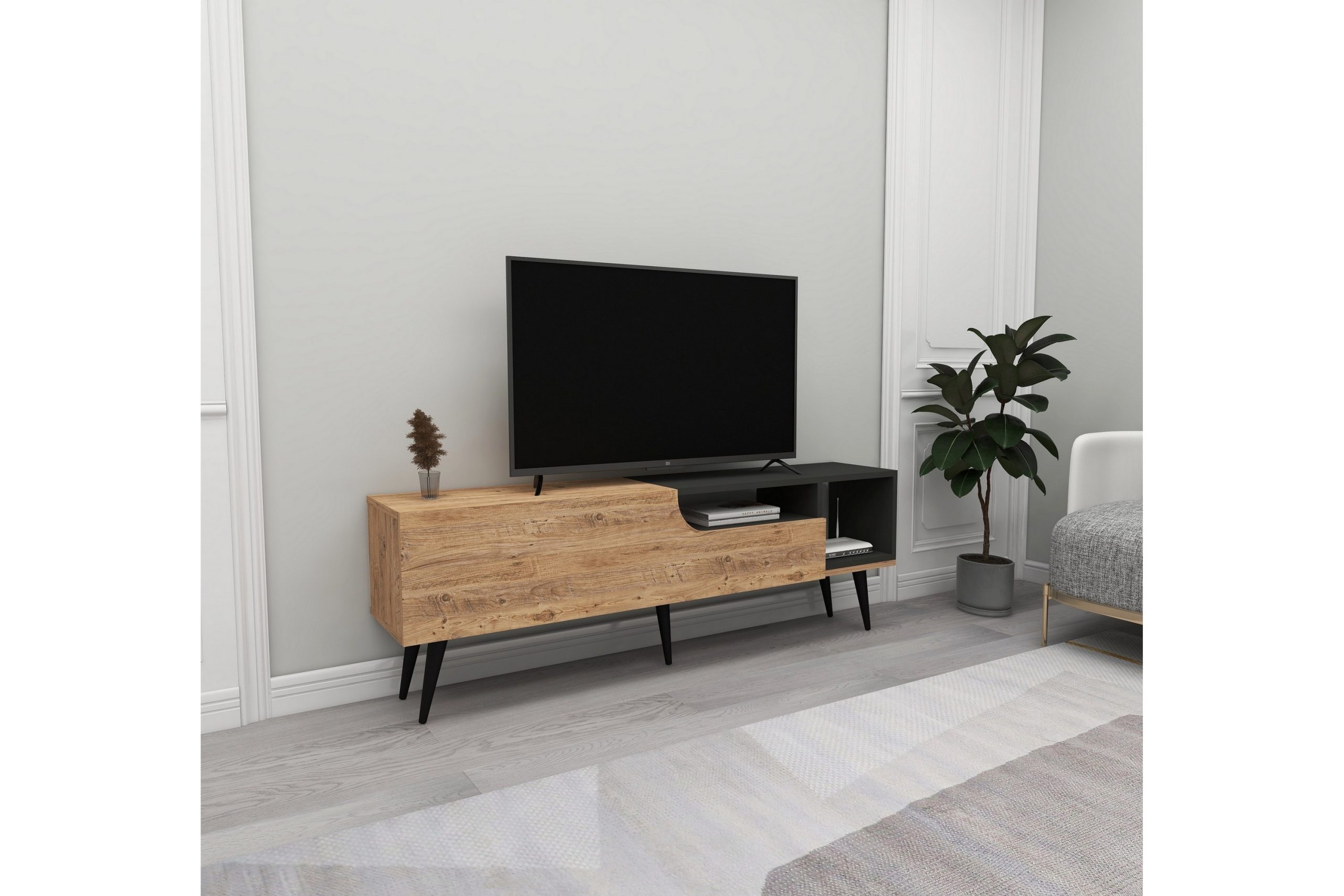 Tv-taso Mul 150 cm - Ruskea/Antrasiitti