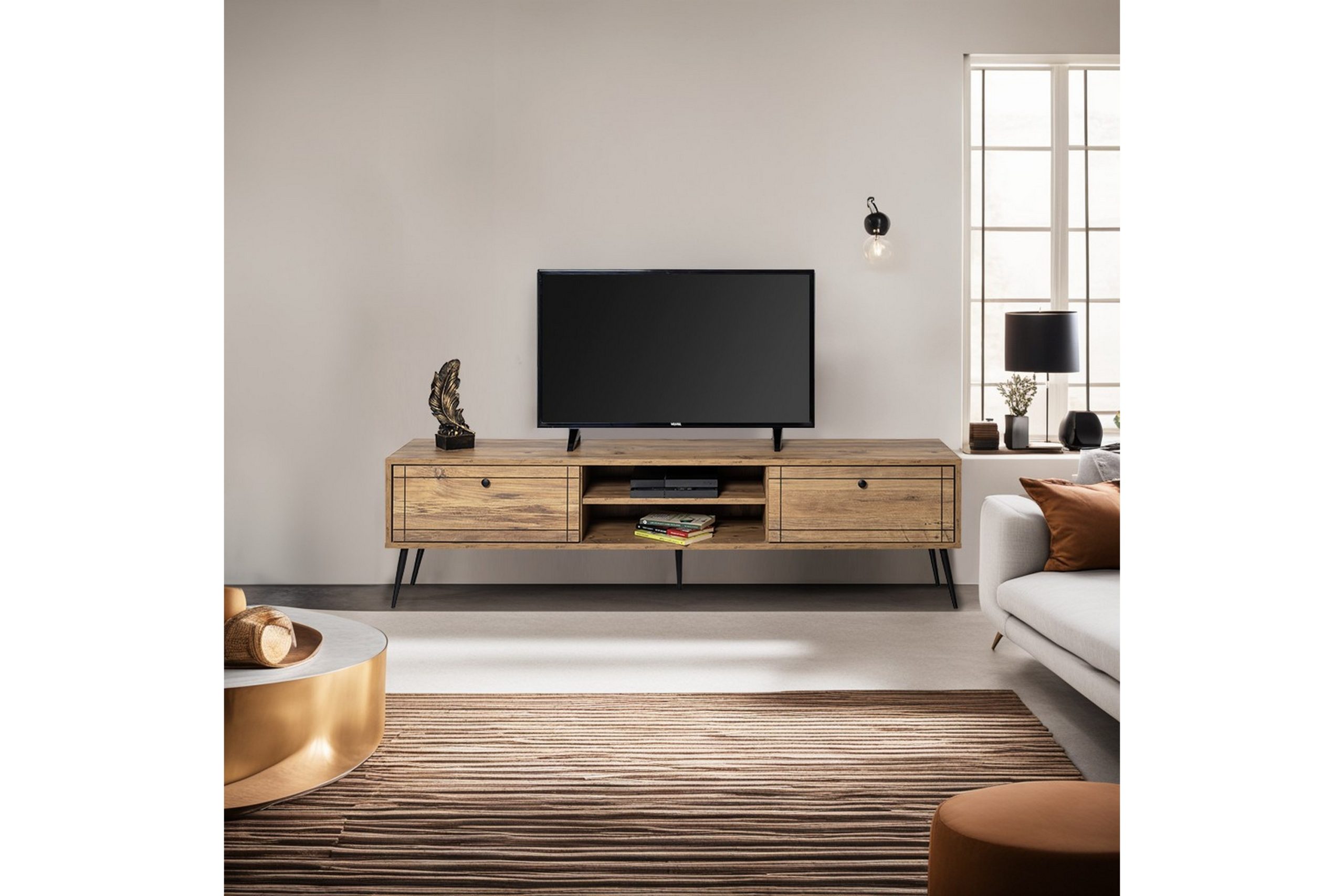 Tv-taso Manit 180 cm - Ruskea/Musta