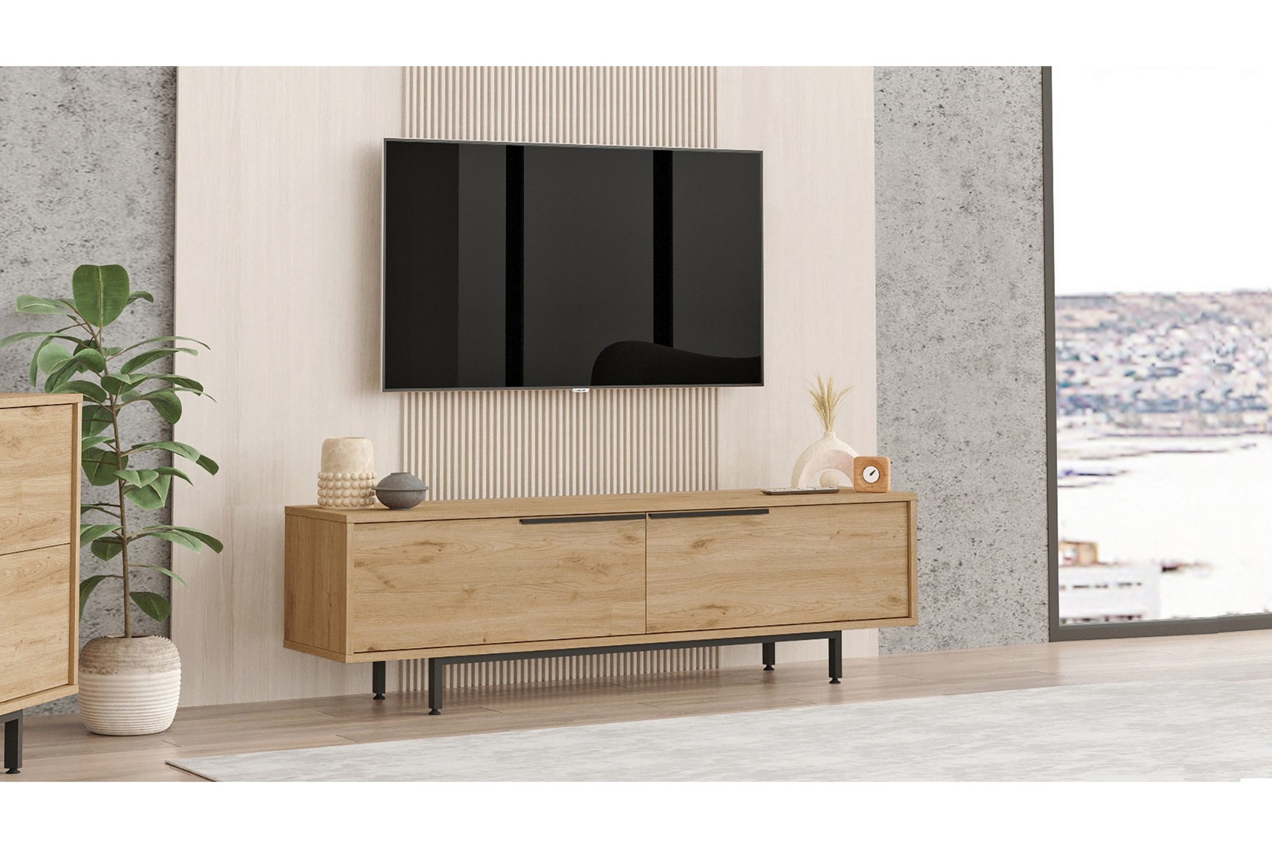 Tv-taso Munish 160 cm - Pähkinä