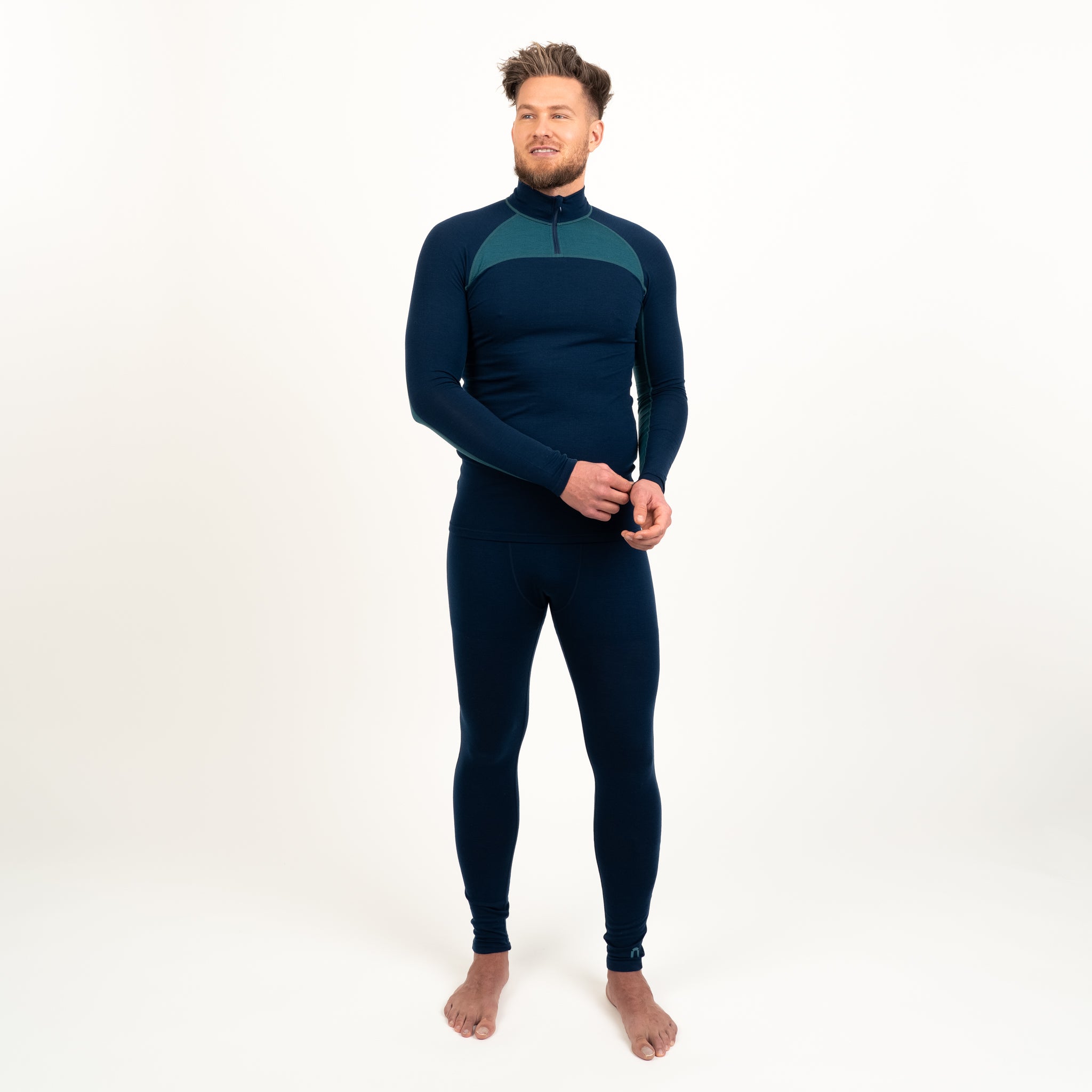Intense pro 150 miesten aluskerroksen merino vetoketjupoolo - mustikka | sinivihreä