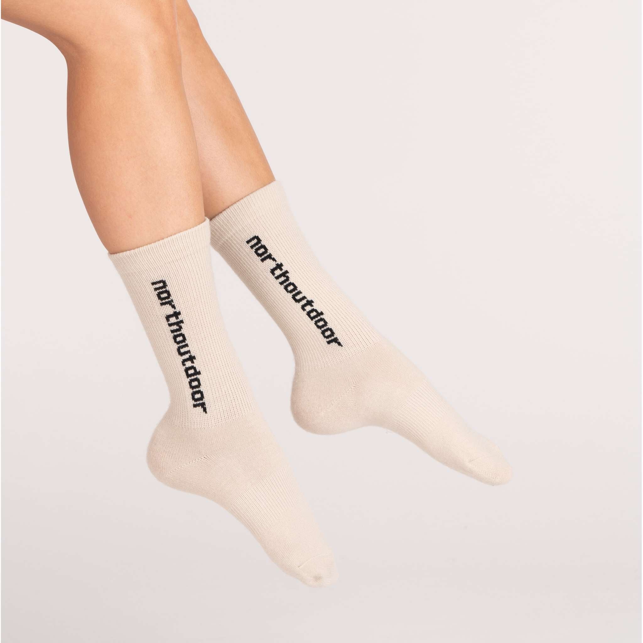 All day merinotennissukat logo - manteli | musta