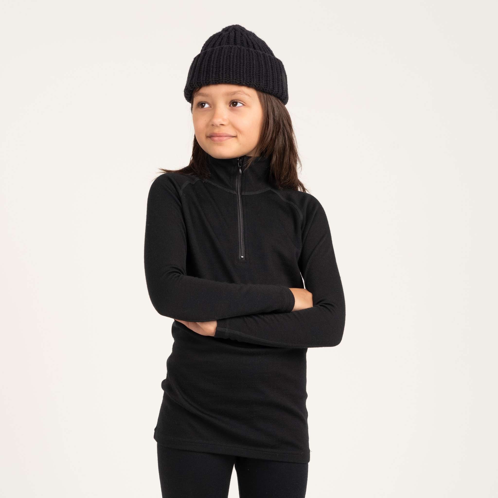Sensitive 225 aluskerroksen merino vetoketjupoolo JR - musta