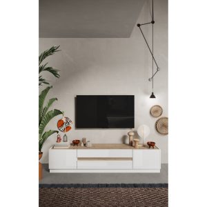 Fantasy TV-taso 205x40 cm - Valkoinen/Ruskea