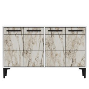 Stria Tv-taso 120 cm - Valkoinen/Marmori