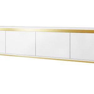 Tv-taso Hollander 200 cm - Valkoinen/Kulta
